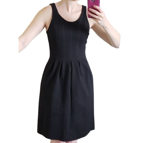 J.Crew Black Pleated Flare Sleeveless Ponte A-Line Dress Sz 12 - Picture 6 of 6
